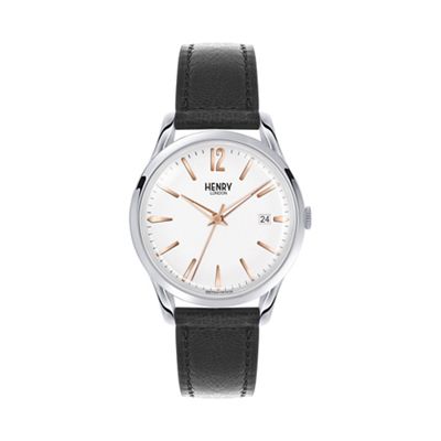 Unisex black 'Highgate' leather strap watch hl39-s-0005